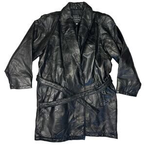Maxam Black Leather Patchwork Coat Italian Mosaic Design Lamb Skin Size XXL